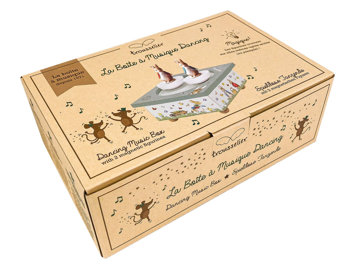 Musical box with dancing Peter Rabbit - Green | Trousselier