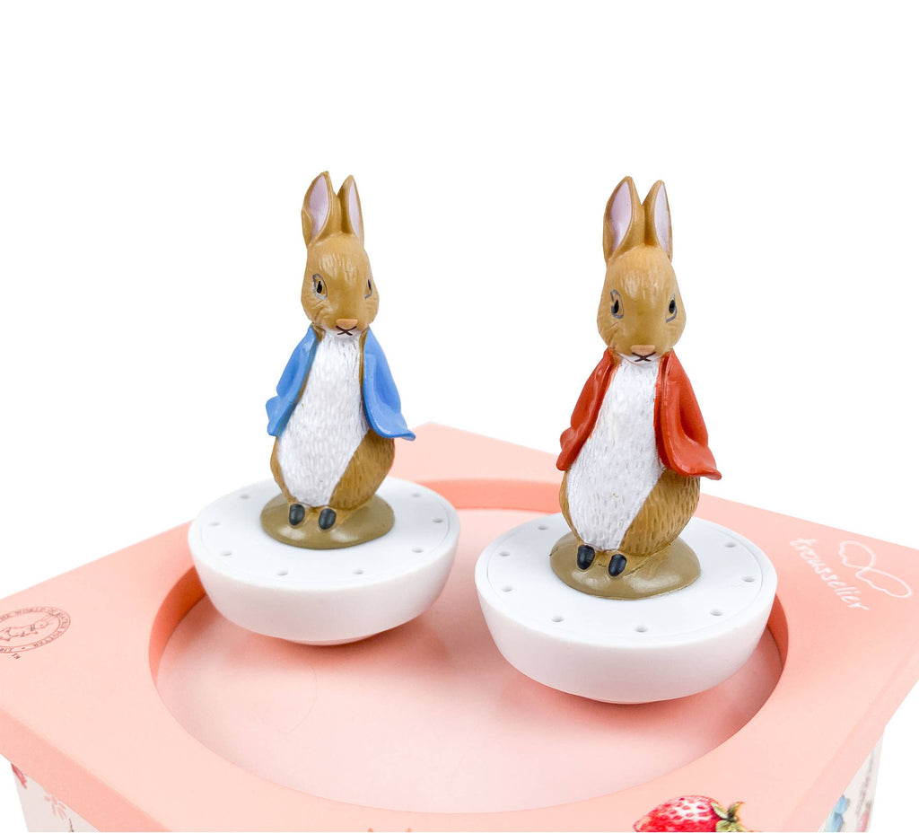 Musical box with dancing Peter Rabbit - Strawberry, Pink | Trousselier