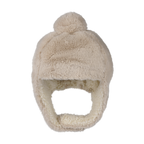 Lue med dusker - Lys beige fuskepels | Donsje