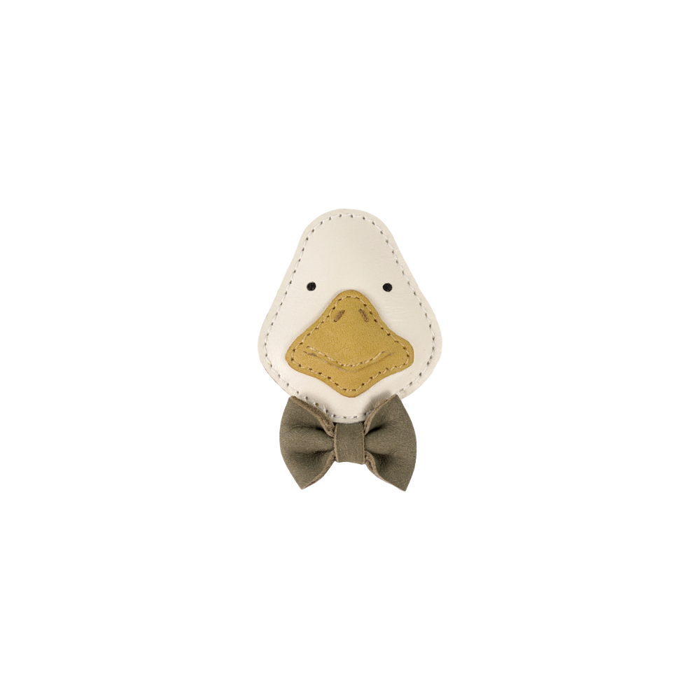 Decorative goose clothing clip - Cream leather | Donsje