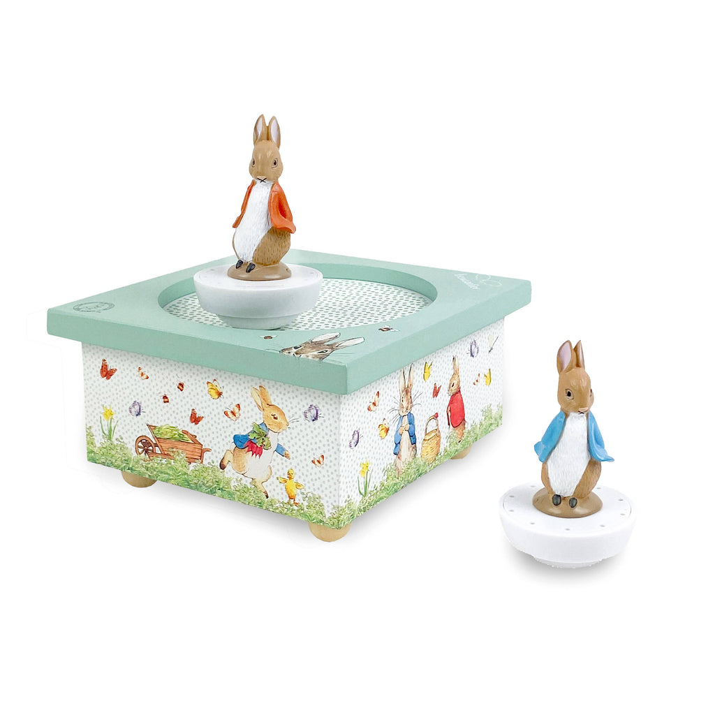 Musical box with dancing Peter Rabbit - Green | Trousselier