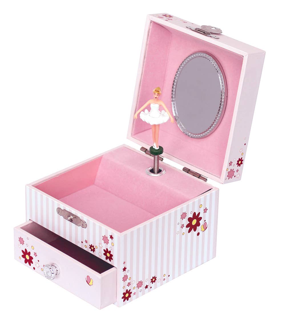 Musical ballerina jewelry box - Pink striped | Trousselier