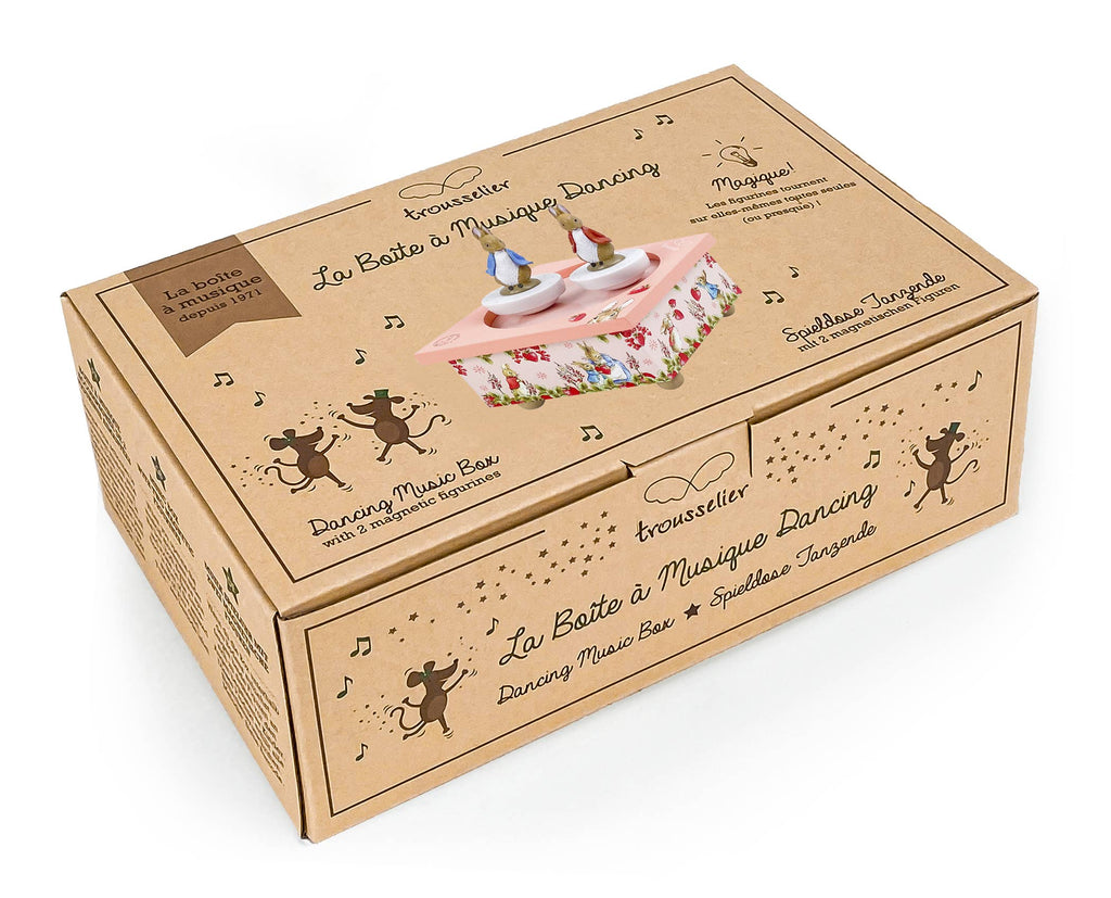 Musical box with dancing Peter Rabbit - Strawberry, Pink | Trousselier