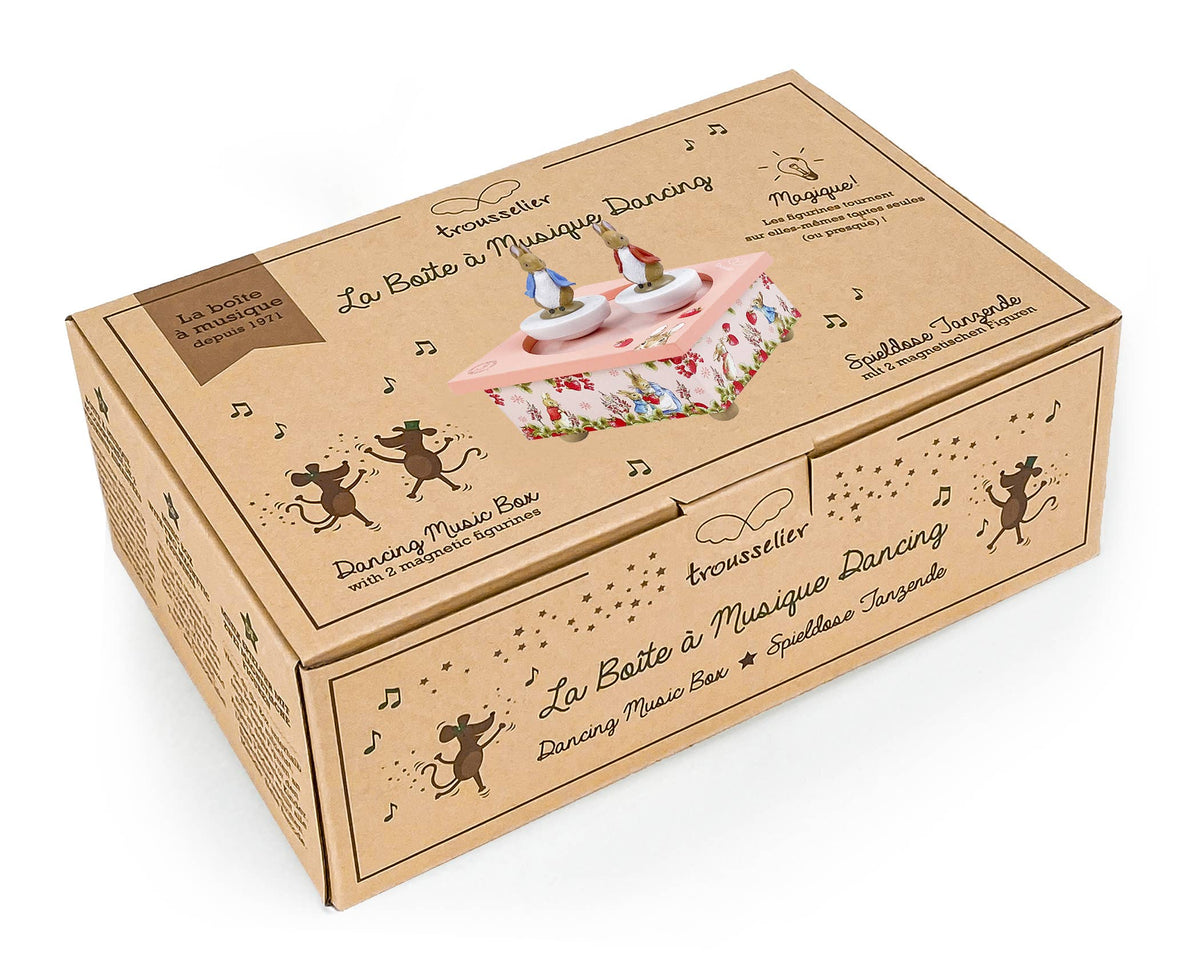 Musical box with dancing Peter Rabbit - Strawberry, Pink | Trousselier