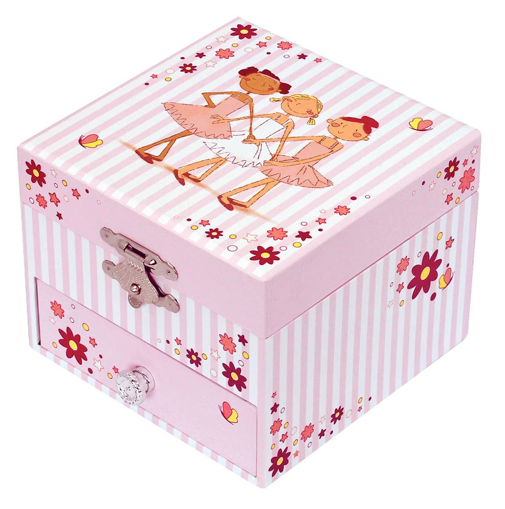 Musical ballerina jewelry box - Pink striped | Trousselier